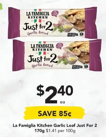 Drakes La Famiglia Kitchen Garlic Loaf Just For 2 170g offer