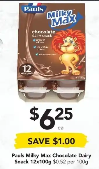 Drakes Pauls Milky Max Chocolate Dairy Snack 12x100g offer