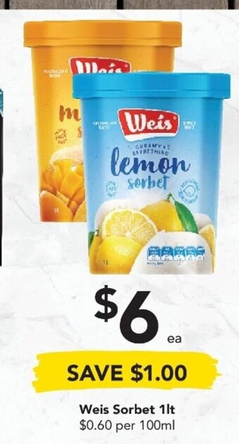 Drakes Weis Sorbet 1lt offer