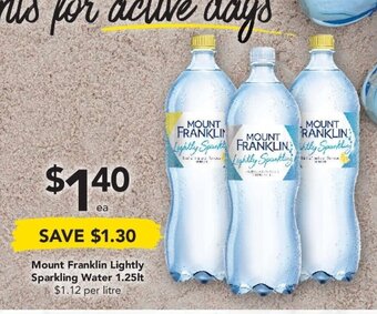 Drakes Mount Franklin Lightly Sparkling Water 1.25lt offer