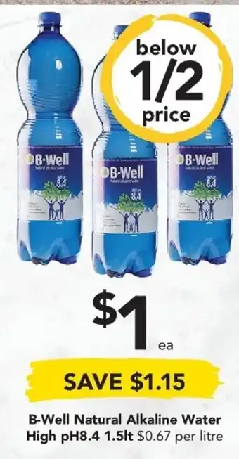 Drakes B-Well Natural Alkaline Water High pH8.4 1.5lt offer
