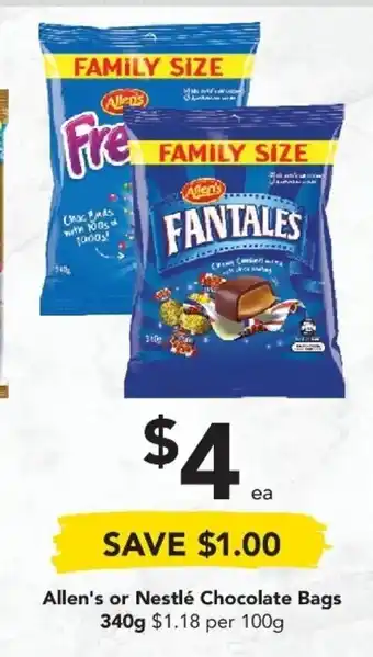 Drakes Allen's or Nestle Chocolate Bags 340g offer