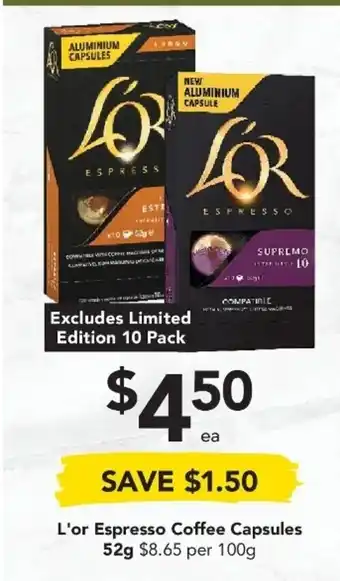 Drakes L'or Espresso Coffee Capsules 52g offer