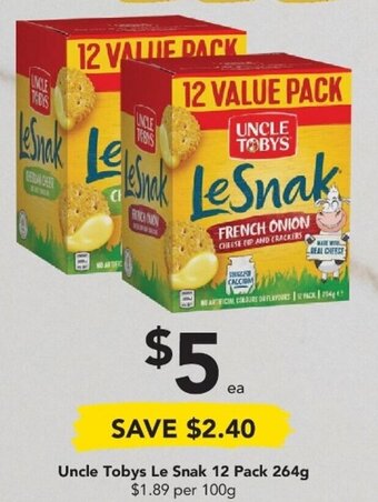 Drakes Uncle Tobys Le Snak 12 Pack 264g offer