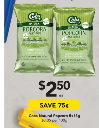 Drakes Cobs Natural Popcorn 5x13g offer