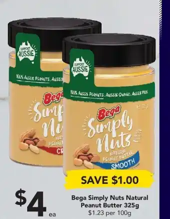 Drakes Bega Simply Nuts Natural Peanut Butter 235g offer