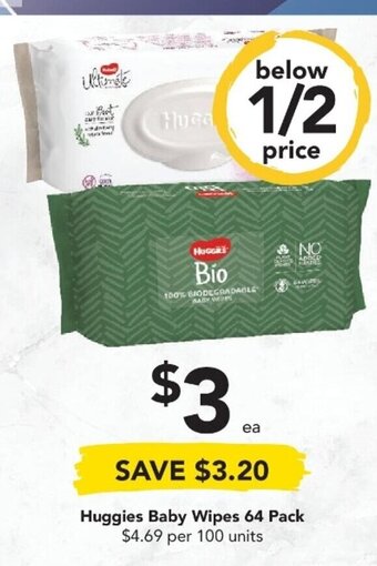 Drakes Huggies Baby Wipes 64 Pack offer