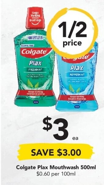 Drakes Colgate Plax Mouthwash 500ml offer