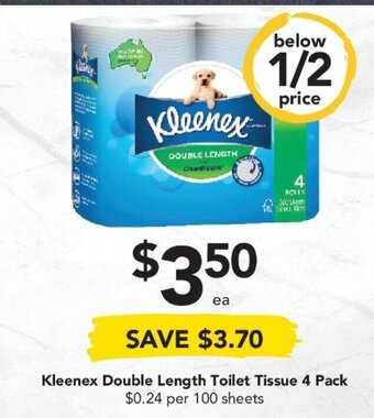 Drakes Kleenex Double Length Toilet Tissue 4 Pack offer