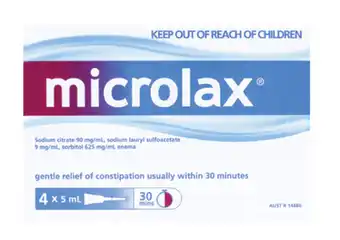 Chemist Discount Centre Microlax Enema 5ml 4 Pack offer