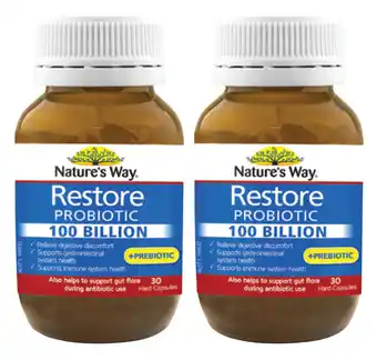 Chemist Discount Centre Nature's Way Restore Probiotic 100 Billion 30 Capsules offer