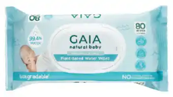 Gaia Natural Baby Plant-Based Water Wipes 80 Pack