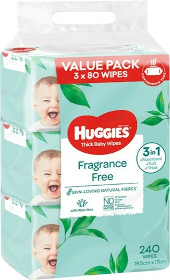 BIG W Huggies 3 x 80-Pack Wipes - Fragrance Free offer