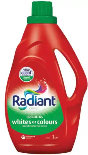 Radiant brightens whites or colours laundry liquid 1 litre