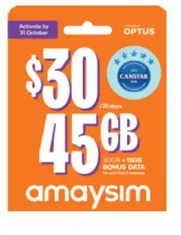 Amaysim sim starter pack $30