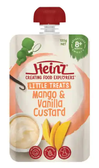 ePharmacy Heinz mango vanilla custard pouch 120g 8m+ offer