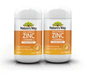ePharmacy Nature’s way high strength zinc + vitamin c chewable 60 tablets offer