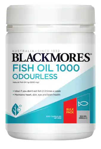 ePharmacy Blackmores odourless fish oil 1000 500 capsules offer