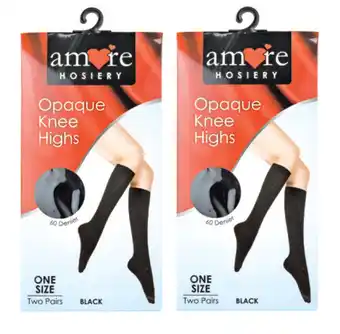 ePharmacy Amore hosiery knee high black 60 denier one size 2 pack offer
