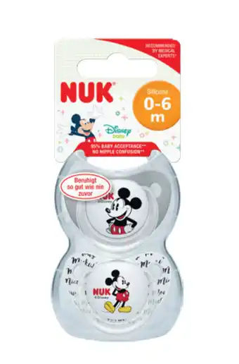 ePharmacy Nuk mickey mouse silicone soother 0-6 months 2 pack offer