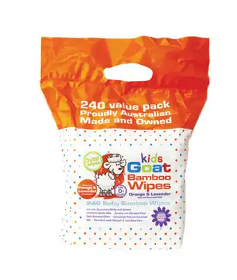 ePharmacy Goat kids bamboo wipes orange & lavender 240 pack offer