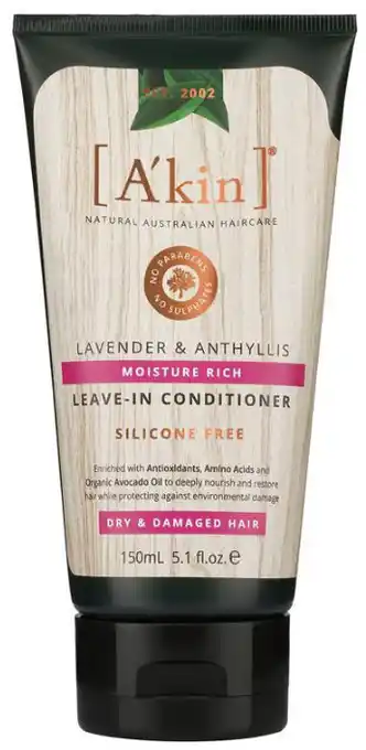 A'kin moisture rich lavender & anthyllis leave-in conditioner 150ml
