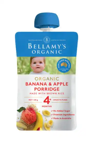 Bellamy's organic banana apple porridge 120g