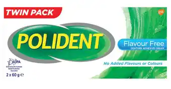My Chemist Polident flavour free denture adhesive cream 2 x 60g value pack offer