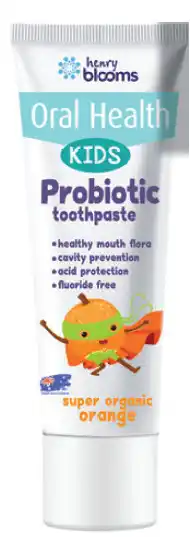 Henry blooms oral health kids probiotic toothpaste 50g - orange