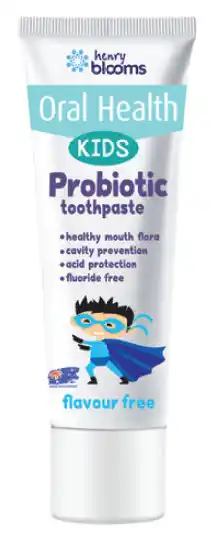 My Chemist Henry blooms oral health kids probiotic toothpaste 50g - flavour free offer