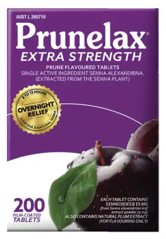 Prunelax extra strength 200 film coated tablets