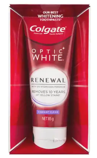 My Chemist Colgate optic white renewal vibrant clean teeth whitening toothpaste 85g offer