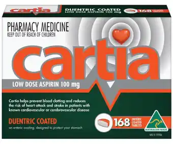 My Chemist Cartia 100mg 168 enteric coated tablets offer