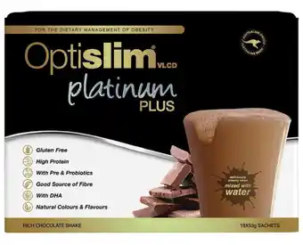 My Chemist Optislim vlcd platinum plus chocolate 18x53g offer
