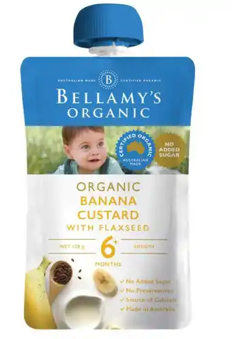 Bellamy's organic banana custard with flaxseed 120g