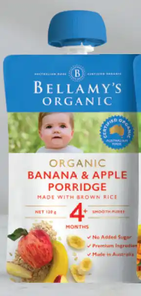 My Chemist Bellamy's organic banana apple porridge 120g offer