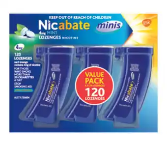 My Chemist Nicabate minis 4mg mint 120 lozenges offer