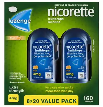 My Chemist Nicorette cooldrops fresh fruit 4mg 160 lozenges offer
