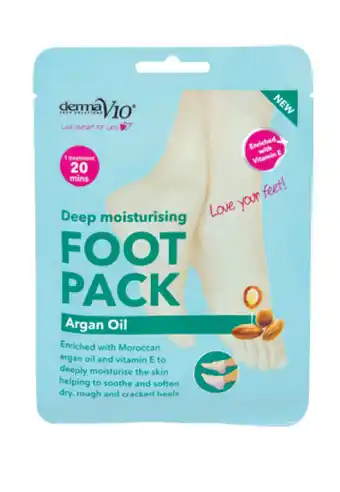 Derma v10 moisturising foot pack argan oil