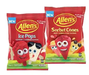 BIG W NEW Allenu2019s Ice Pops & Sorbet Cones Medium Bags 170g offer