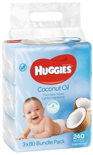 BIG W Huggies 3 x 80-Pack Wipes - Coconut Oil offer
