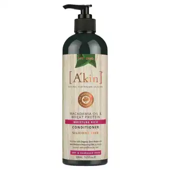 My Chemist A'kin moisture rich macadamia oil & wheat protein conditioner 500ml offer