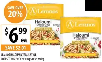 Supabarn LEMNOS HALOUMI CYPRUS STYLE CHEESE TWIN PACK 2 x 100g offer