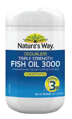 Good Price Pharmacy Nature’s way odourless triple strength fish oil 3000mg 60+10 capsules offer