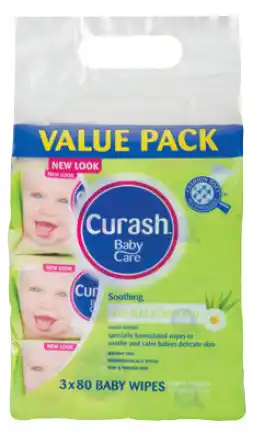 Good Price Pharmacy Curash baby wipes soothing 3x80 pack offer