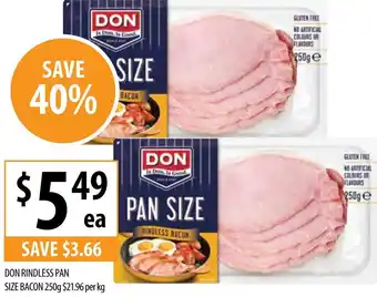 Supabarn DON RINDLESS PAN SIZE BACON 250g offer
