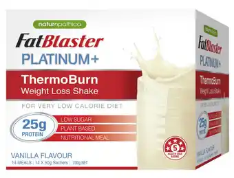 Good Price Pharmacy Naturopathica fatblaster platinum+ thermoburn weight loss shake vanilla 14x50g offer
