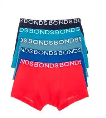 BIG W Bonds everyday boys 5-pack trunks sizes 2/3-14/16 offer