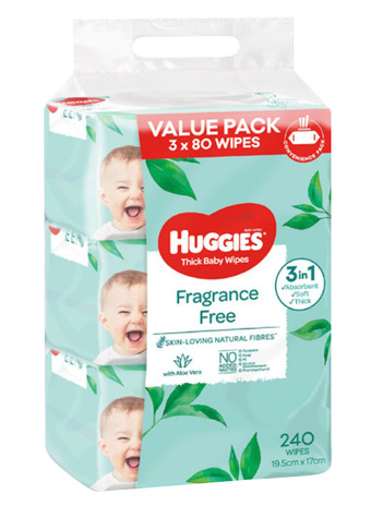 BIG W Huggies 3 x 80-pack wipes - fragrance free offer