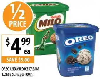 Supabarn OREO AND MILO ICE CREAM 1.2 litre offer